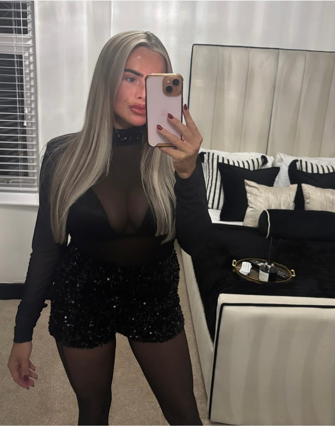 BLACK MESH SEQUIN SET