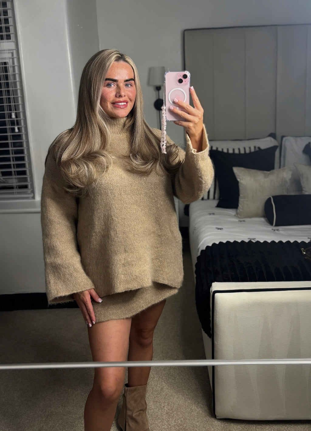 Mohair Fluffy Knit Skirt & Jumper Set