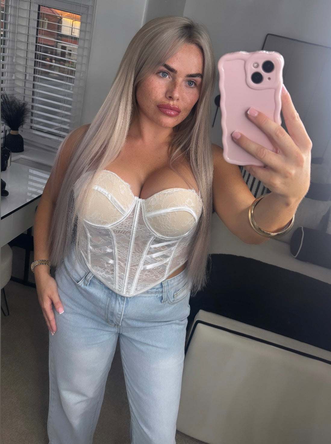 White Lace Corset Top