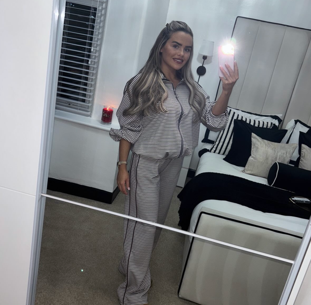 Striped Zip Up Lounge Set