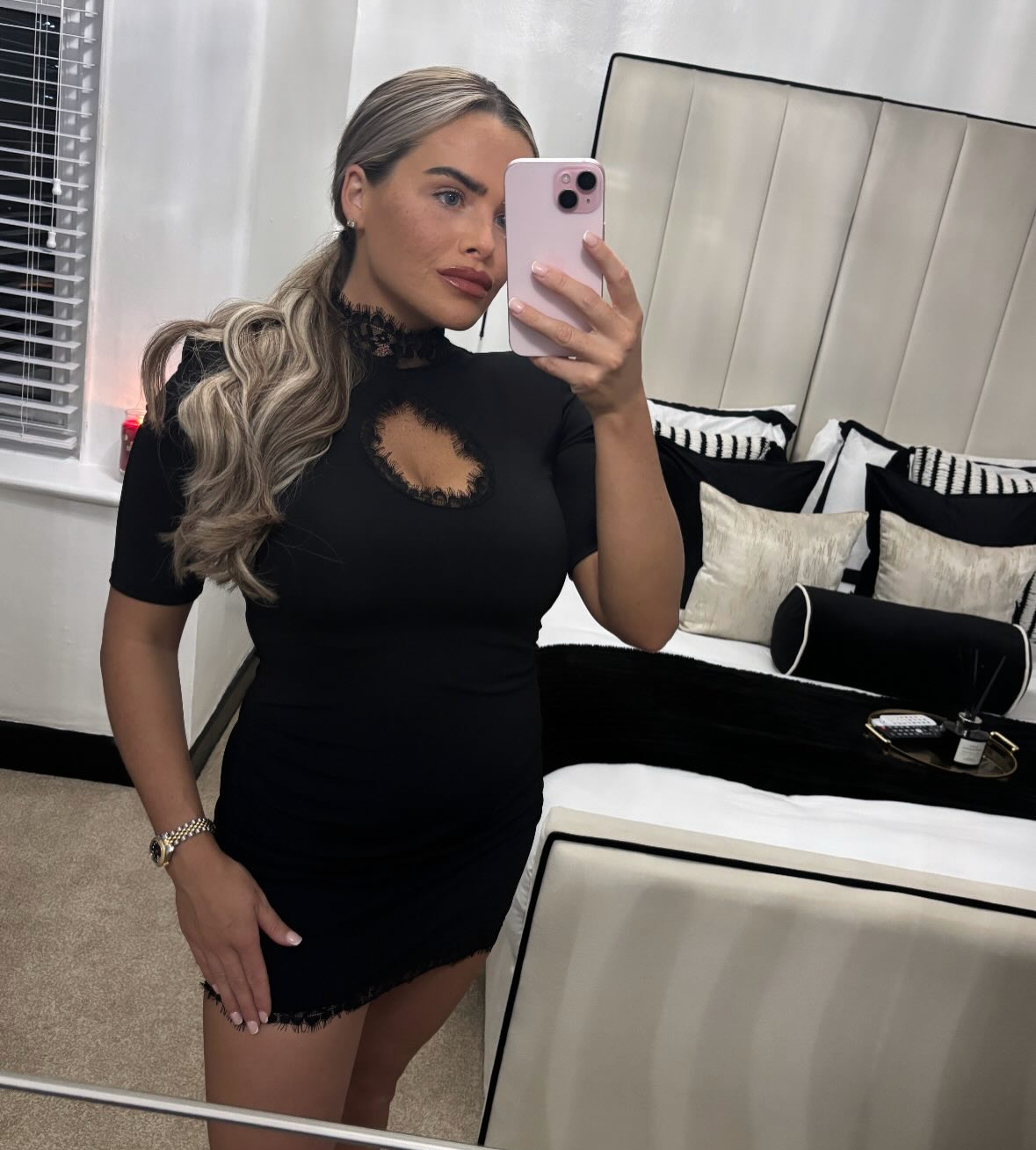 High Neck Lace Bodycon Dress