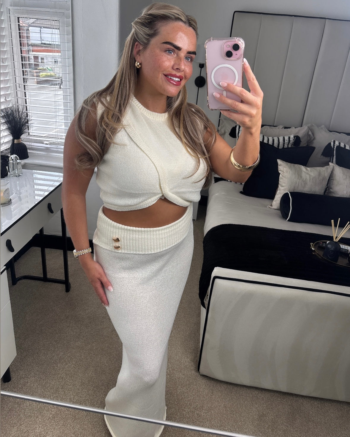 Knit Wrap Crop Top and Maxi Skirt Set