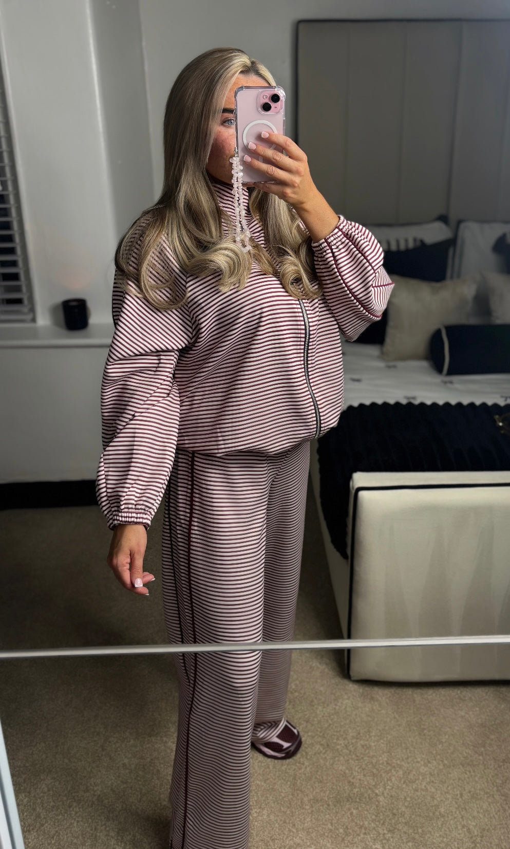 Striped Zip Up Lounge Set