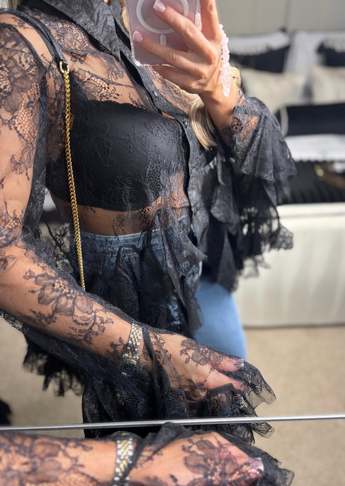 Amélie Lace Ruffle Blouse