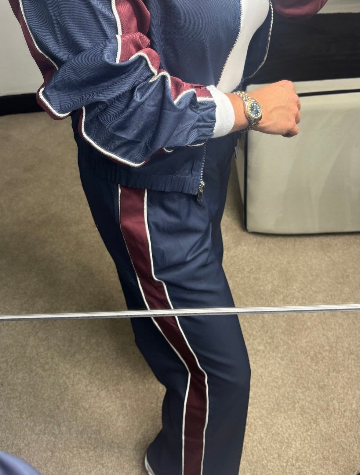 Navy Contrast With Panel - Tracksuit