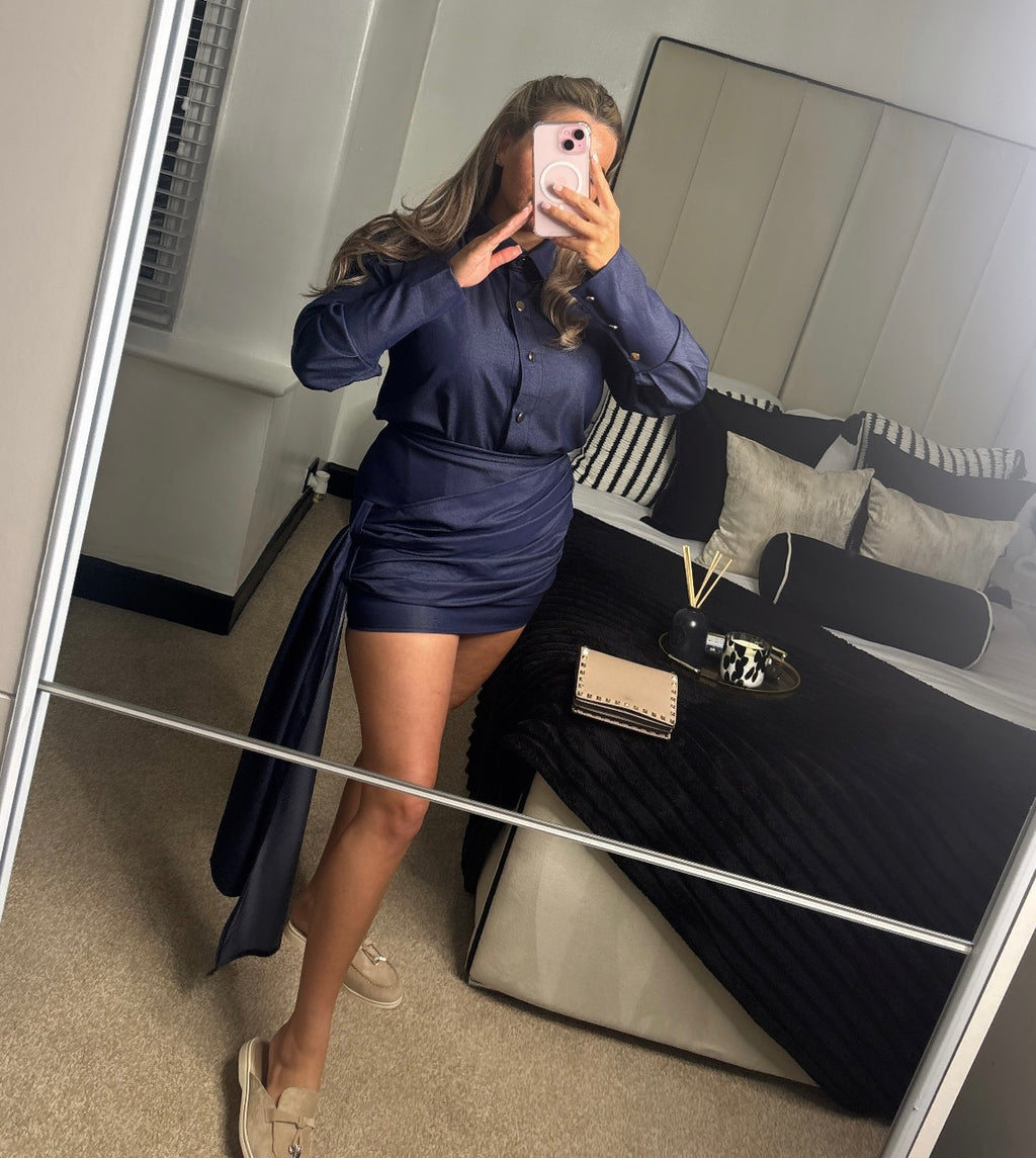 Draped Shirt & Skirt Co ord