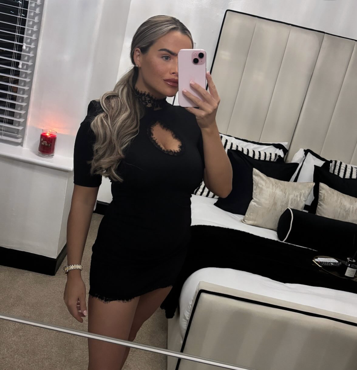 High Neck Lace Bodycon Dress