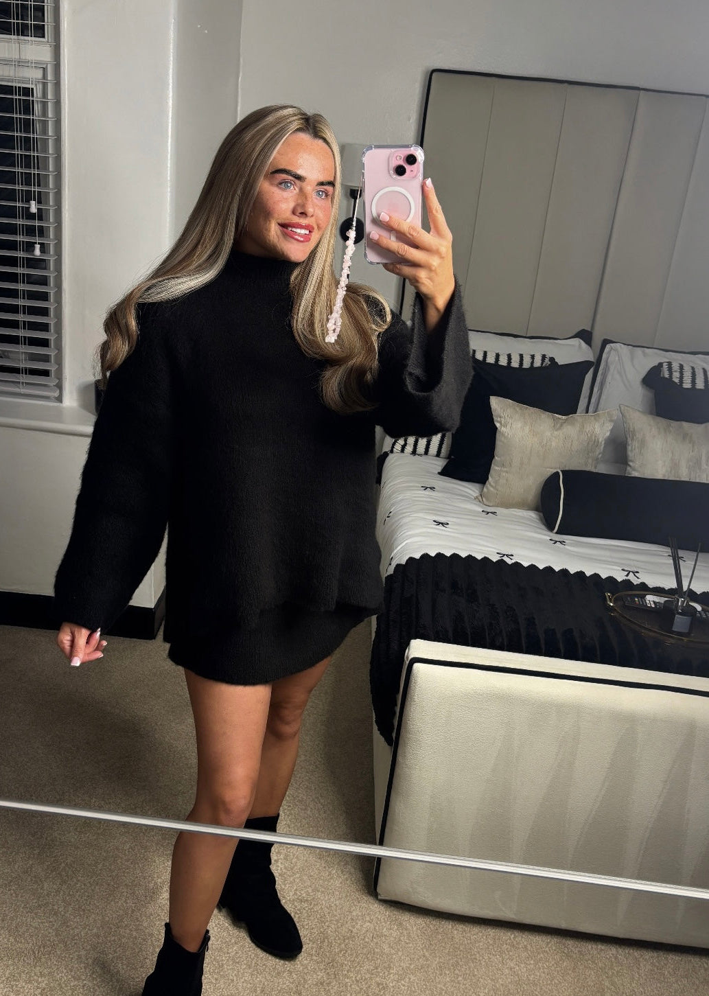 Mohair Fluffy Knit Skirt & Jumper Set