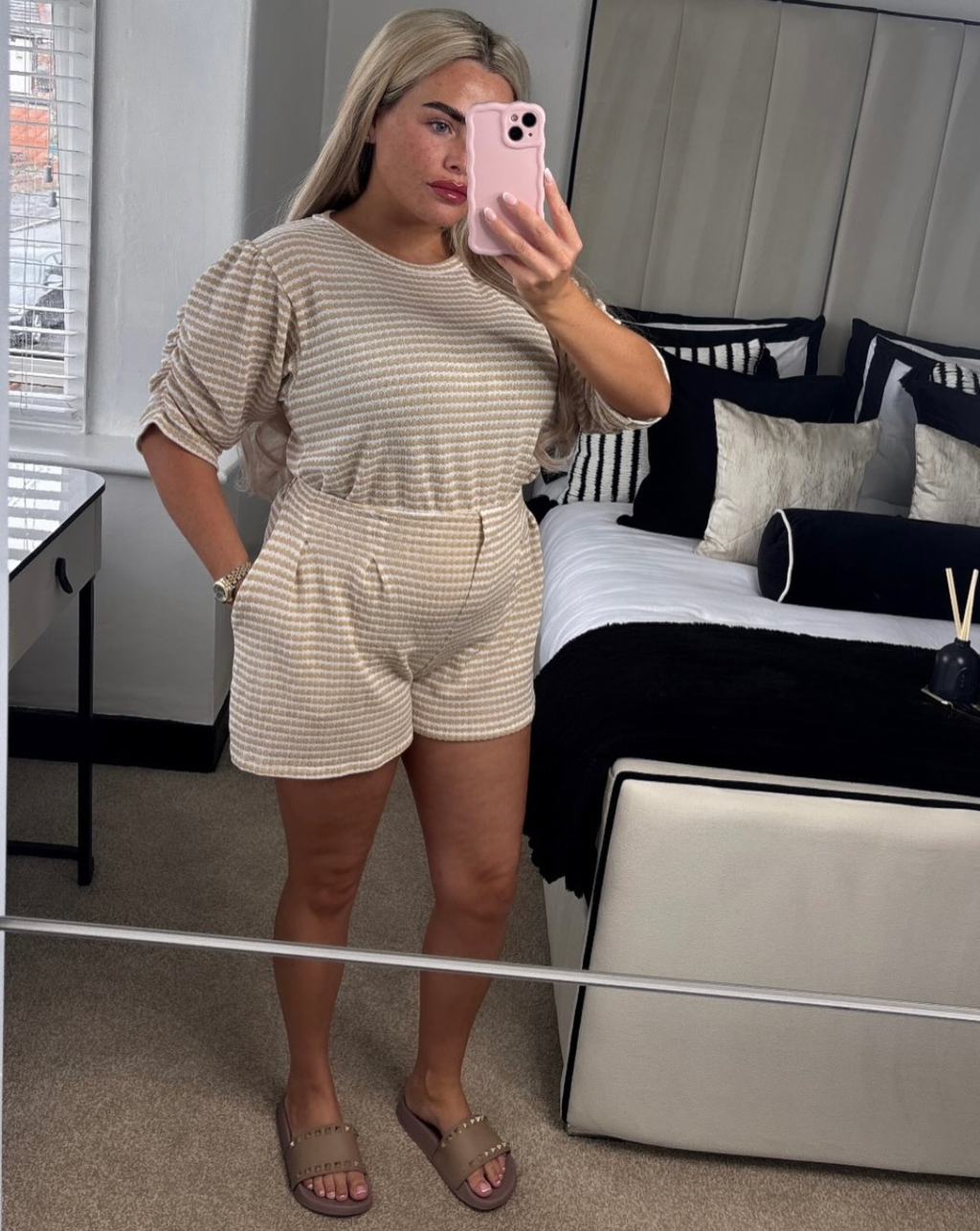 Ruched Sleeve Textured Co ord